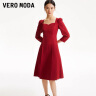 VEROMODA肌理感短裙A字泡泡袖心形领公主优雅连衣裙 S97澳木红色 170/88A/L 晒单实拍图