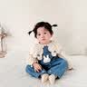 优奇女宝宝牛仔背带裤套装裤子婴幼儿可爱超萌女童春秋季外出衣服爬服 背带裤【不含上衣】 80 实拍图