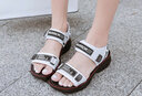回力女鞋透气凉鞋新款夏季学生百搭平底时尚一字带仙女风沙滩鞋 米色 39 实拍图