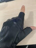 鑫诺翔真皮半指手套男士冬季加绒保暖防寒开车骑行健身露指机车羊皮手套 黑色(丝里薄款) L 实拍图