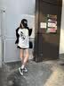 ELLE双11厚底增高帆布鞋女新款学生夏季百搭休闲小白鞋运动鞋 黑色 37 (235mm) 标准码 实拍图