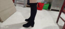卓诗尼靴子女过膝长靴2023年冬新款弹力瘦瘦春秋高筒靴加绒高跟长筒靴女 黑色（单里跟高6.5CM） 38 实拍图