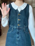 薇衣设2025新款套装春秋季百搭设计感小众法式牛仔长裙女冬季背心连衣裙 衬衣+牛仔裙+腰带 M 90-110斤 实拍图