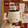 精东家 可爱陶瓷马克杯子女士带盖勺办公室下午茶咖啡家用牛奶早餐杯 猫咪A款-350ml 实拍图