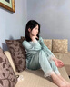 浪莎三件套冰丝女士睡衣秋高级感蕾丝家居服生日礼物送女友老婆礼盒 薄荷绿-长袖长裤【礼盒装】 L 【110-130斤】 实拍图