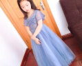 小咔衣浓小女孩公主裙女童花童婚礼蓬蓬纱儿童晚礼服主持人钢琴演出服大童 蓝色长款 150 实拍图