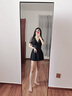 耐浪保守游泳衣女大码胖遮肚子显瘦性感深V吊带露背戏水世界沙滩裙装 显瘦黑 M 【100斤以内AB罩杯】 实拍图