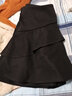 珂妃娅 短裙半身裙女2025春季新款冬裙毛呢高腰a字裙百褶裙 89190 黑色 3XL/31码-2尺4 实拍图