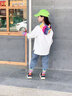 小乖童年 童装女童秋装套装2019新款韩版时尚春秋两件套儿童小女孩卫牛仔裤秋季套装小学生衣服女装 白色彩条套装 160 实拍图