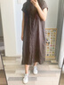 MUJI女式 亚麻水洗 法国袖连衣裙 BCL49C2S 烟熏棕色 M-L 实拍图