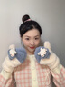 素锦初澜 手套女秋冬季学生可爱卡通毛绒绒加绒加厚冬天手套女生挂脖连指 蓝灰色（店长推荐） 均码通用 实拍图