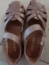 亲情夫人妈妈凉鞋女夏坡跟牛皮软底舒适休闲中老年复古皮凉鞋防滑沙滩鞋 实拍图