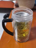 希诺（heenoor）双层玻璃杯手柄办公杯大容量居家商务水杯带滤网泡茶杯高档送礼杯 435ml-C款6721 实拍图