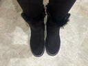 回力女靴加绒雪地靴女士休闲2026春季新款百搭加厚保暖棉鞋女高帮粗跟 黑色 36 实拍图