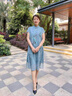 俞兆林（YUZHAOLIN） 妈妈装夏季洋气连衣裙2025阔太太旗袍中老年女装复古盘扣气质显 蓝色 4XL （建议145-155斤） 实拍图