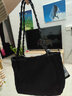京智 秋冬新款大容量包包女休闲百搭帆布单肩包高级质感上课通勤托特包 黑色 实拍图