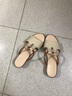 百林猴凉拖鞋女夏一字拖夏季孕妇拖鞋人字拖平底坡跟外穿女生真软皮女鞋 米色 38 实拍图