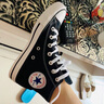 匡威（Converse）帆布运动板鞋 ALL STAR HI高帮休闲鞋 经典男女全明星 日本直邮 BK-黑色 22.5 实拍图