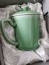龙泉青瓷茶杯陶瓷茶具带盖带柄办公室会议杯家用泡茶杯全手工杯男士礼盒装 梅子青-礼盒装 实拍图
