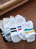 伦洛弗袜子女运动袜子夏棉白色浅口短袜四季款低帮船袜学生女生纯色袜 中长条杠女袜5双装 实拍图
