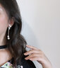 GCKK树叶珍珠耳环女新款甜美仙气耳坠小众百搭高级感耳饰生日礼物 树叶珍珠耳环蓝色耳针 实拍图