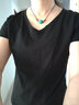 艾路丝婷夏装短袖T恤女士纯色上衣棉打底体恤衫TX35610 V领黑色 2XL 实拍图