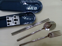 美厨（maxcook）304不锈钢筷子勺子餐具套装 便携式筷勺四件套 午夜蓝 MCGC0680 实拍图