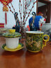 陌上纤虹陶瓷泡茶杯三件套装带过滤办公会议杯子复古风茶水分离杯带盖龙杯 黄金龙（新款） 实拍图