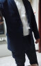 罗蒙高端免烫抗皱西服套装男士商务休闲婚礼正装西服外套上衣服男装 藏青(西服+西裤+衬衫+大礼包) 4XL 实拍图