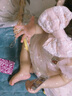 戴维贝拉（DAVE＆BELLA）【Hello·Kitty联名】女童连衣裙夏装公主裙中国风宝宝汉服裙子 橘粉 73 cm（建议身高66-73cm） 实拍图