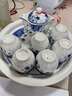 豹霖景德镇陶瓷功夫茶具茶盘茶海套装家用复古中式 双层隔热防烫茶杯青花瓷整套茶具茶壶茶杯茶盘小套套装 9头双层大盘-国色天香 实拍图