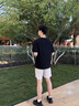 真维斯（Jeanswest）冰丝中袖男2025夏季简约印花宽松冰感速干短袖T恤男士大码上衣服 黑色(月下猫胸标_右下标) L (175) (收藏加购优先发) 实拍图