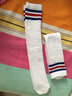 纽菲奥纳 儿童袜子足球袜学生袜运动袜条纹长筒袜中筒袜演出长袜半筒腿袜 白底红蓝条纹2双装 过膝（中号  身高90-130cm） 实拍图