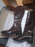 达芙妮长靴女秋冬高筒靴粗跟皮单靴长筒不过膝骑士靴新款冬季加绒保暖 棕色 单层 跟高4.8cm 37 (235mm) 实拍图