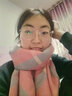 南极故事格子围巾女冬款披肩保暖加厚百搭围脖仿羊绒羊毛生日圣诞礼物盒装 浅粉格 实拍图