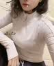 浪莎半拉链瑜伽服女紧身长袖跑步健身服外套训练运动上衣 白色 S  实拍图