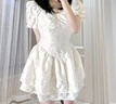 FOX.G连衣裙女士纯欲裙子夏天新品女装2024夏季新款气质衣服小个子女裙 提花泡泡袖收腰公主裙 L 【建议100-110斤】 实拍图