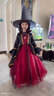 小咔衣浓万圣节儿童服装女童公主裙女巫小女孩演出服舞会礼服cosplay角色 酒红色长款（星星帽子+披风） 150 实拍图