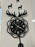 Canovoe欧式钟表客厅挂钟表挂墙鹿头网红时尚现代个性创意时钟石英钟挂表 小号 35*57cm 配小鹿墙贴 实拍图