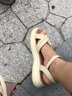 ZHR凉鞋女夏季交叉绑带一字带搭扣罗马女鞋百搭鞋子 M520 浅黄色 37  实拍图