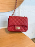 viney包包女包红色新娘婚包牛皮链条斜挎包生日礼物送女友老婆 【深红】实用高级感品牌轻奢洋气单肩小包 实拍图