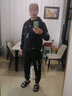 花花公子（PLAYBOY）套装男长袖卫衣春秋季连帽外套三件套商务休闲百搭运动舒适透气 黑灰色（常规款） 4XL (170斤-180斤) 实拍图