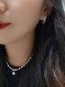 HEFANG何方珠宝气泡方糖项链锁骨链银轻奢高级感生日礼物送女友 组合（银灰色项链+耳环） 实拍图