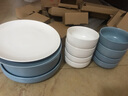 博为 饭碗面碗汤碗沙拉碗菜盘西餐盘碟子汤匙碗碟餐具套装陶瓷碗盘子 鱼盘11寸-蓝灰 实拍图