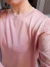 素荨针织衫女我新款圆领毛衣女宽松薄款木耳边上衣洋气蕾丝镂空打底衫 粉色8002 XL 晒单实拍图