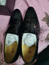 老人头皮鞋男冬季新款亮皮男士商务正装鞋尖头真皮透气婚鞋男鞋 套脚平跟款-黑色 43 实拍图
