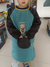 玫初莎罩衣儿童 6-9岁小孩围裙画画衣宝宝护衣饭兜男女童吃饭中大童围兜 墨绿拼黑(泰迪熊) 加大号【建议身高145-162CM】 实拍图