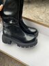 狄德拉大码女靴41一43长筒靴女秋冬厚底粗腿骑士靴胖mm大筒围v口高筒靴 黑色单里(加肥筒) 38 (240mm) 标准码 实拍图