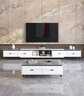 宏秀才 岩板茶几伸缩电视柜茶几组合套装简约电视柜台柜茶几带抽屉 1.3茶几+大电视柜【亮光白 岩板 实拍图