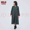 无印良品（MUJI）女式 起毛 V领长袖连衣裙 女款长裙裙子秋冬 女装 BC2FBC3A 炭灰色 S (155/80A) 实拍图